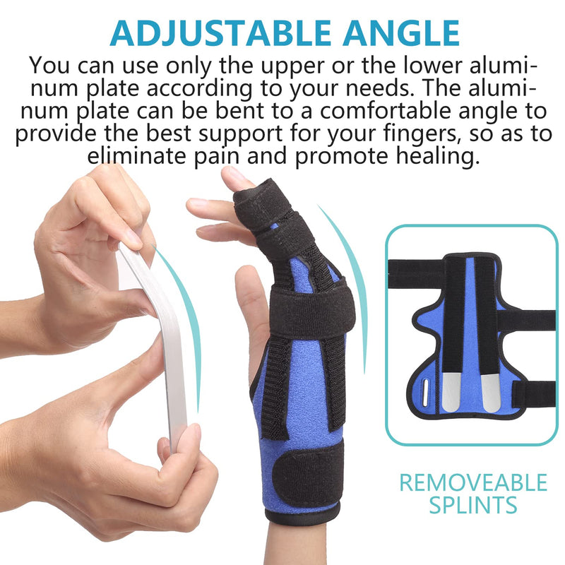 [Australia] - Fibee Boxer Fracture Splint, Pinky Finger Splint, Adjustable Two Finger Brace for 4th or 5th Finger, Metacarpal Splint Hand Brace for Arthritis Fracture Broken Mallet Dislocated Trigger Finger S/M 