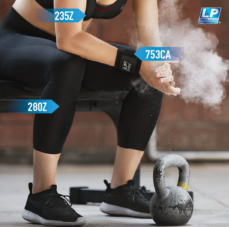 [Australia] - LP SUPPORT 753CA Extreme Adjustable Wrist Compression Strap -Support for Weightlifting, Crossfit, Tennis - Wrist Brace for Both Hands - One Size Adjustable (Black) 
