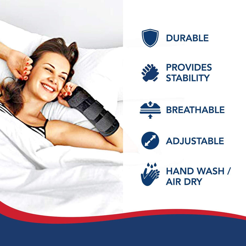 [Australia] - Doctor Developed Carpal Tunnel Wrist Brace Night & Wrist Support & Sleep Brace [Single] (with splint) -Registered Class I Medical Device & Doctor Written Handbook - Fully Adjustable to Fit any Hand (Right) Right - Splint Support 