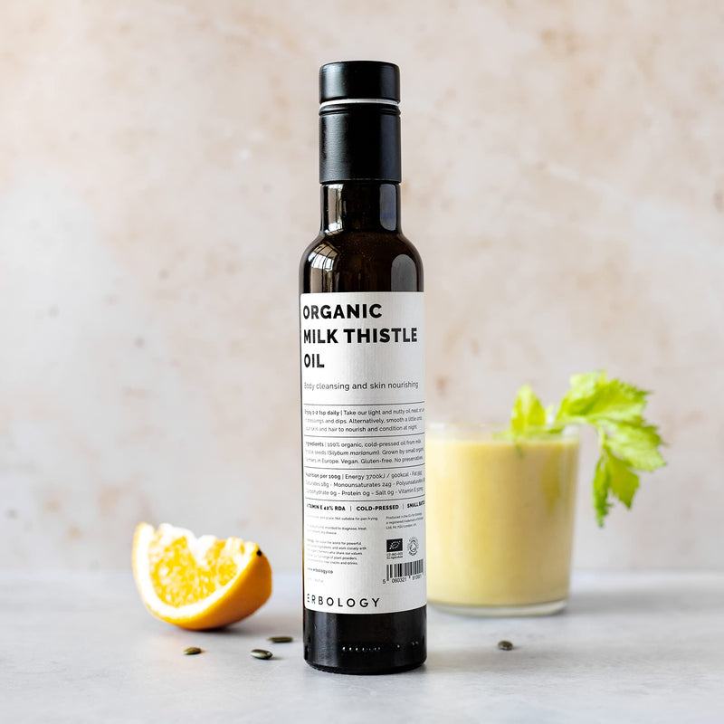 [Australia] - 100% Organic Milk Thistle Oil 250ml - Cold-Pressed - Premium Quality - High in Vitamin E - Detoxifying - Straight from Farm - Non GMO - No Additives or Preservatives - Recyclable Glass Bottle 