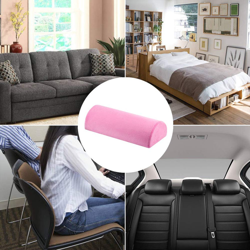[Australia] - YANGHX Memory Foam Bolster Pillow for Neck Back Lumbar Spine Knee Pain Relief Pillow Support Half-Moon (PINK) Pink 