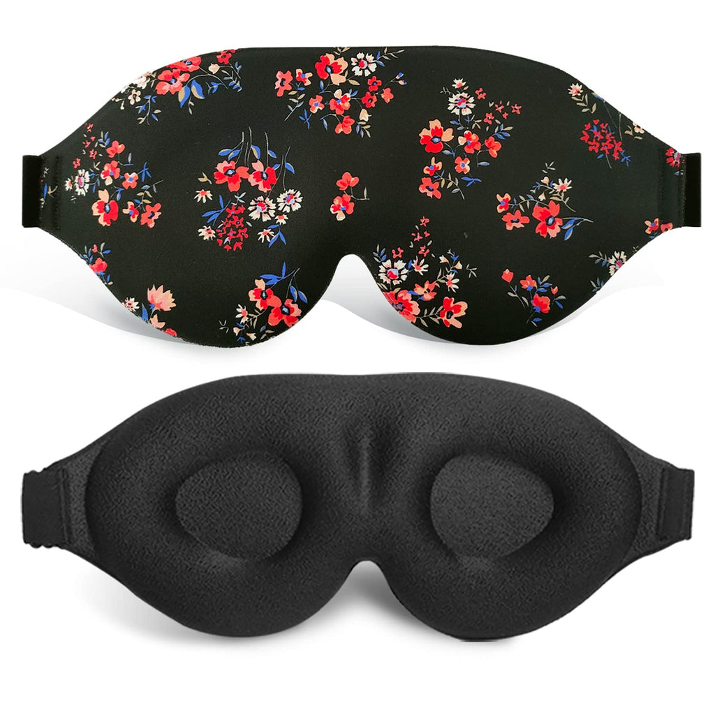 [Australia] - 3D Sleep Mask, 100% Blackout 3D Contoured Sleep Eye Mask, Comfortable & Super Soft Sleeping Mask with Adjustable Straps for Women, Men, Sleeping Travel Yoga Naps (Floral) Floral 