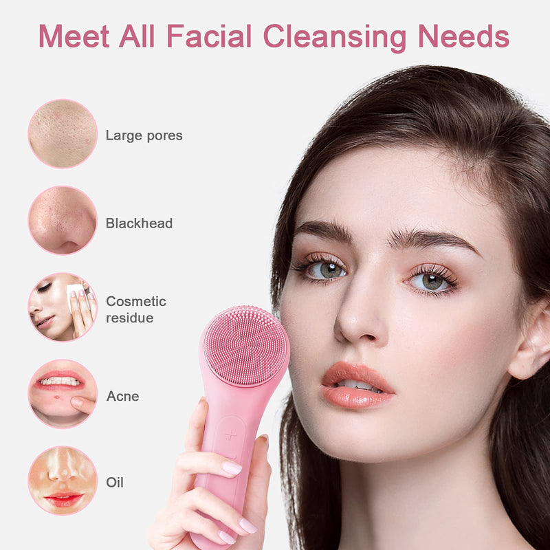 [Australia] - Sonic Facial Cleansing Brush, Electric Silicone Face Cleansing Brush Massager Brush with IPX7 Waterproof for Deep Cleansing, Gentle Exfoliating, Soft Face Cleanser for All Skin Type 