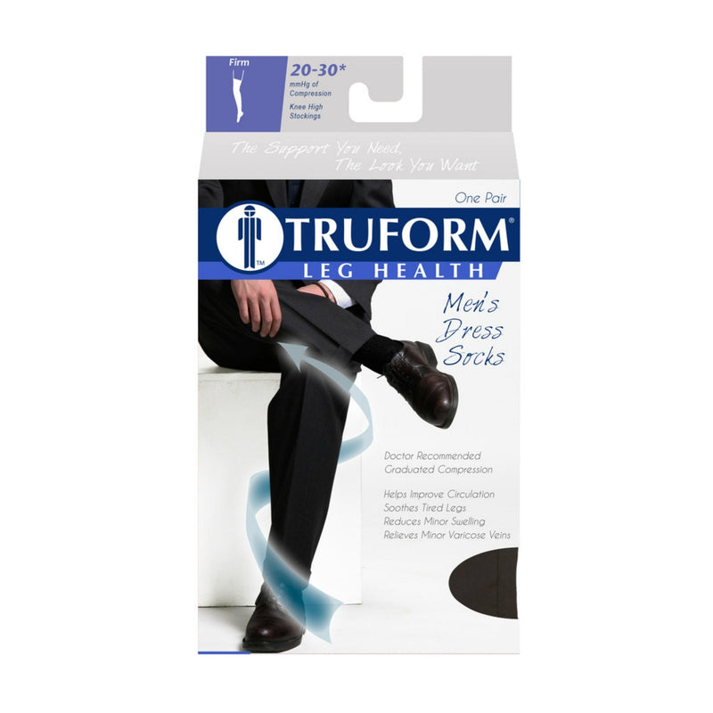 [Australia] - Truform Compression Socks, 20-30 mmHg, Men's Dress Socks, Knee High Over Calf Length, Black, Large,1944BL-L Large (Pack of 1) 