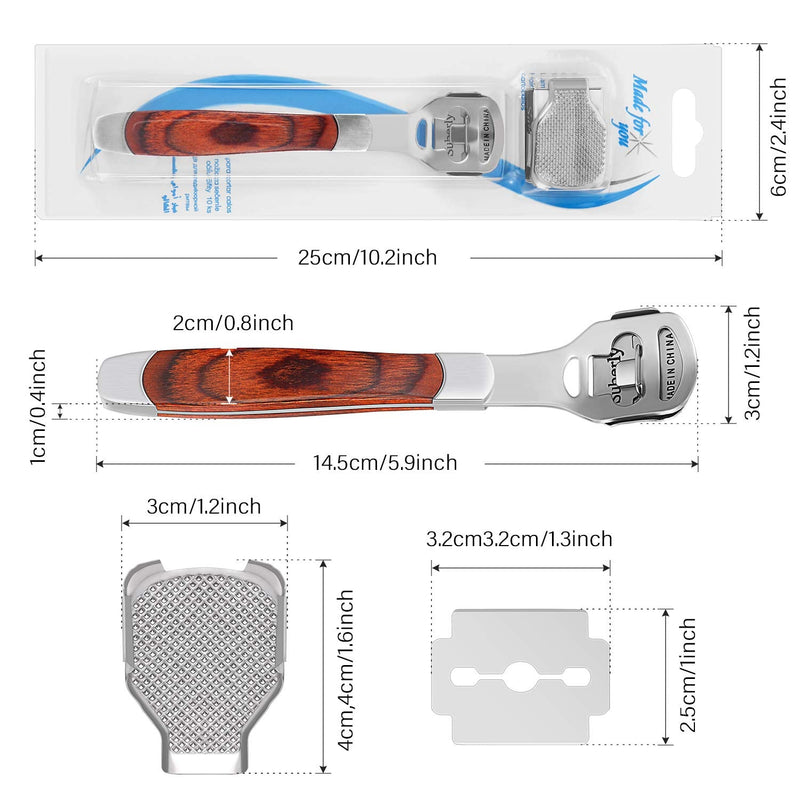 [Australia] - 24 Pieces in Total, 2 Callus Shaver Sets Include 20 Replacement Slices 2 Callus Shavers and 2 Foot File Heads Foot Care Tools Hard Skin Remover for Hand Feet (Wooden Handle) 