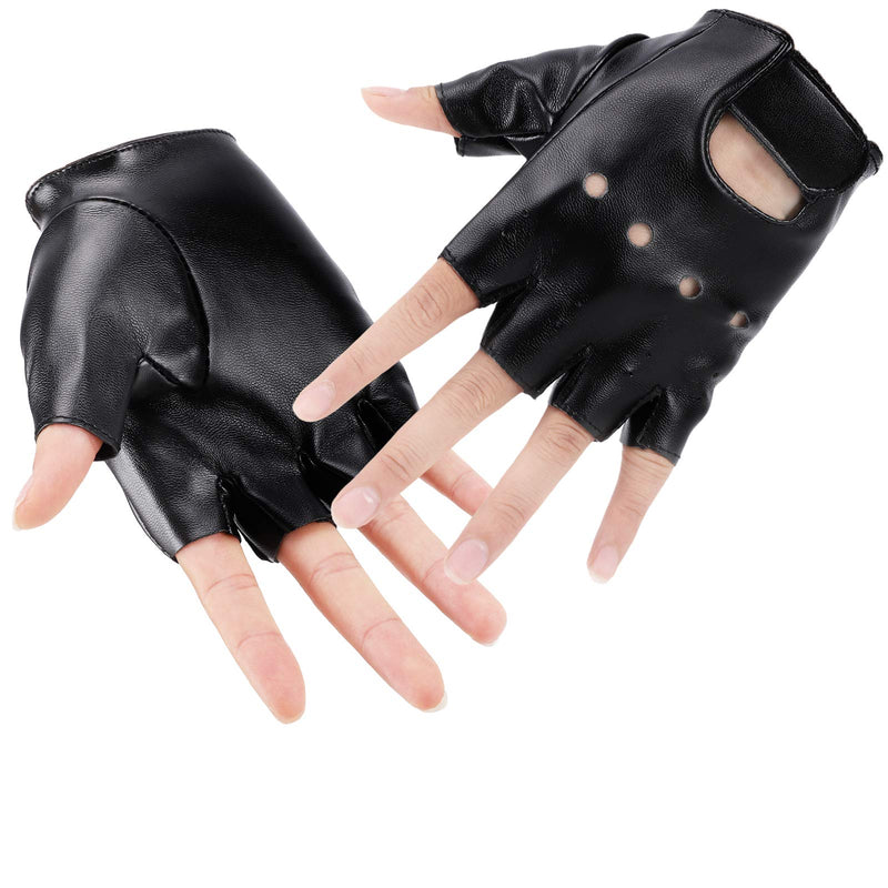 [Australia] - Accmor Kids PU Leather Fingerless Gloves, Kids Sports Gloves, Kids Cycling Gloves for 4-8 Years Old Kids, Boys, Girls Black 