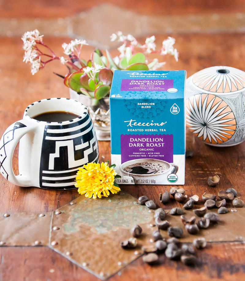 [Australia] - Teeccino Dandelion Tea – Dark Roast – Rich & Roasted Herbal Tea That’s Caffeine Free & Prebiotic with Detoxifying Dandelion Root, 25 Tea Bags 