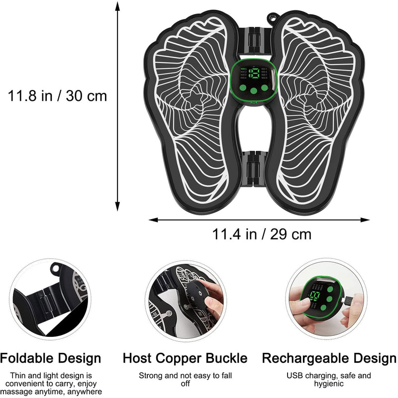 [Australia] - Folding Portable Electric Massage Mat,Reflexology Electronic Feet Massager for Pain and Circulation,EMS Foot Massager,ortable Leg Massage Machine with 8 Modes,USB Rechargeable 