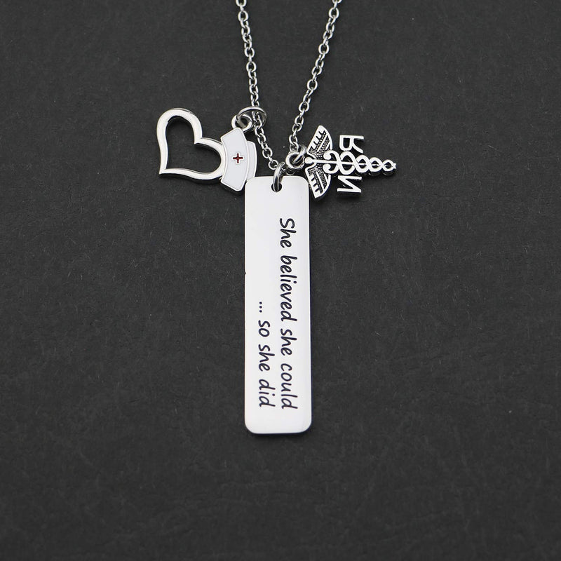 [Australia] - EIGSO Nurse Keychain Nurse Graduation Gift She Believed She Could So She Did Inspirational Jewelry RN LPN Gift Medical Student Gift for Nurse RN NL 