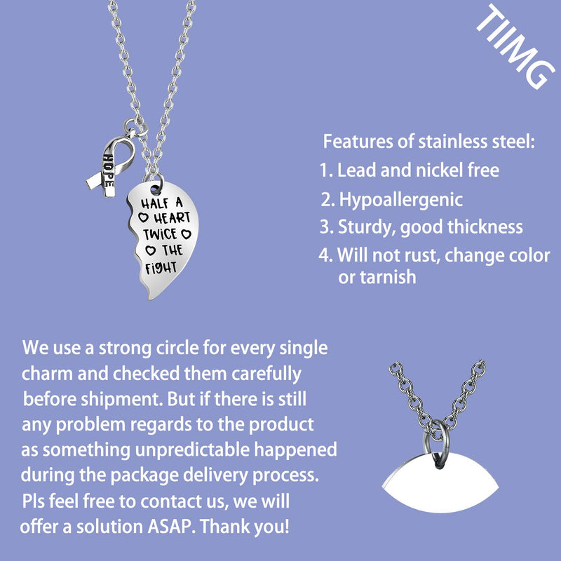 [Australia] - TIIMG CHD Awareness Gift HLHS/HRHS Gift CHD Warrior Gift Half a Heart Twice The Fight Necklace Congenital Heart Defect Awareness Gift 