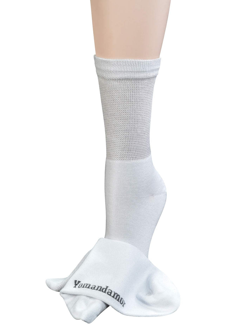 [Australia] - Yomandamor Womens Bamboo Diabetic Crew Socks With Seamless Toe,6 Pairs Size 9-11 6 Pairs Solidwhite 