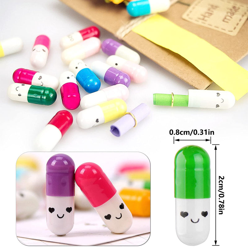 [Australia] - Prmape 200 pcs Capsule Letters Message, Cute Color Pill Pill Capsules with Smiley Faces, Capsule Message Pill Letter for Love Letters, Friendship Notes or Gifts 