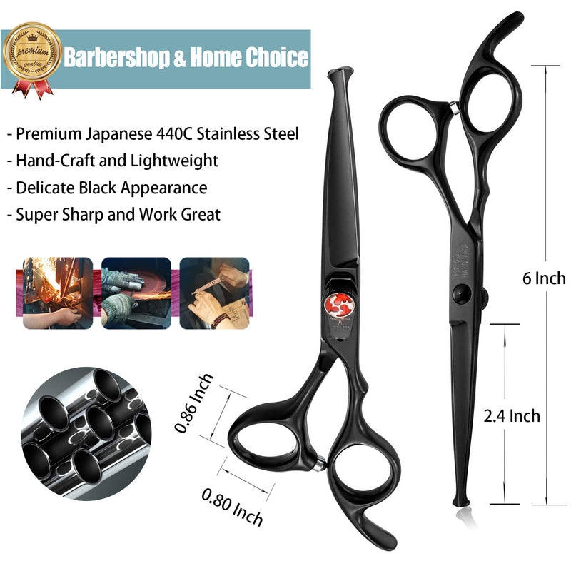 [Australia] - 6 Inch Hair Cutting Shears Kids Safety Rounded Tips Hair Scissors Professional Hairdressing Haircut Kit for Salon, Barbers, Children, Baby and Personal Home Usage, Japanese Stainless Steel, Black Black Cutting Scissor 
