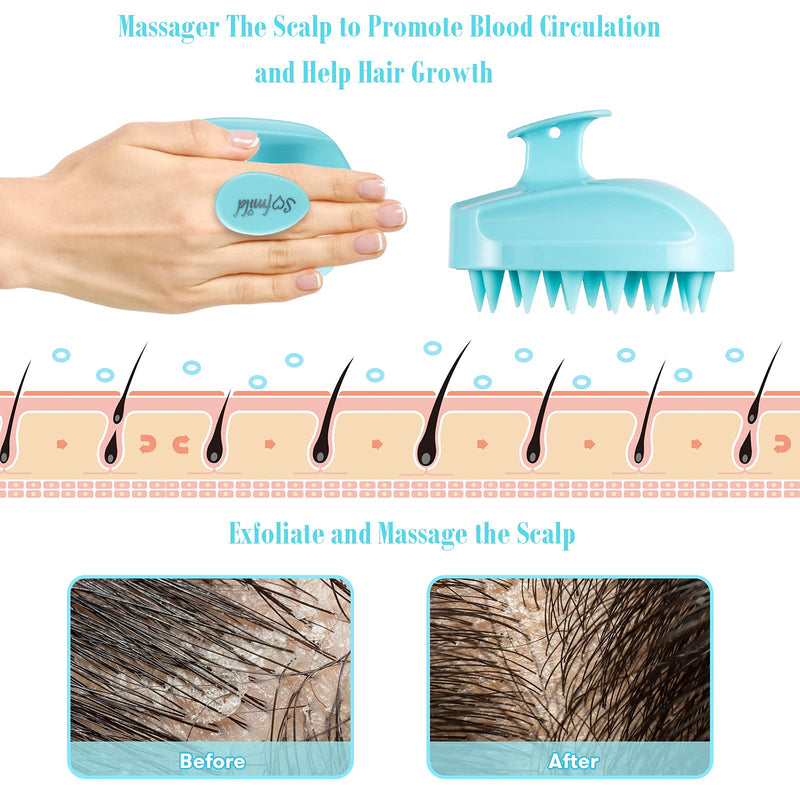 [Australia] - Scalp Massager, Soft Silicone Shampoo Brush Hair Scrub Brush for Wet and Dry Hair Head Massager to Clean Hair, Reduce Dandruff, Massage Scalp, Promote Hair Growth, Blue Light Blue 