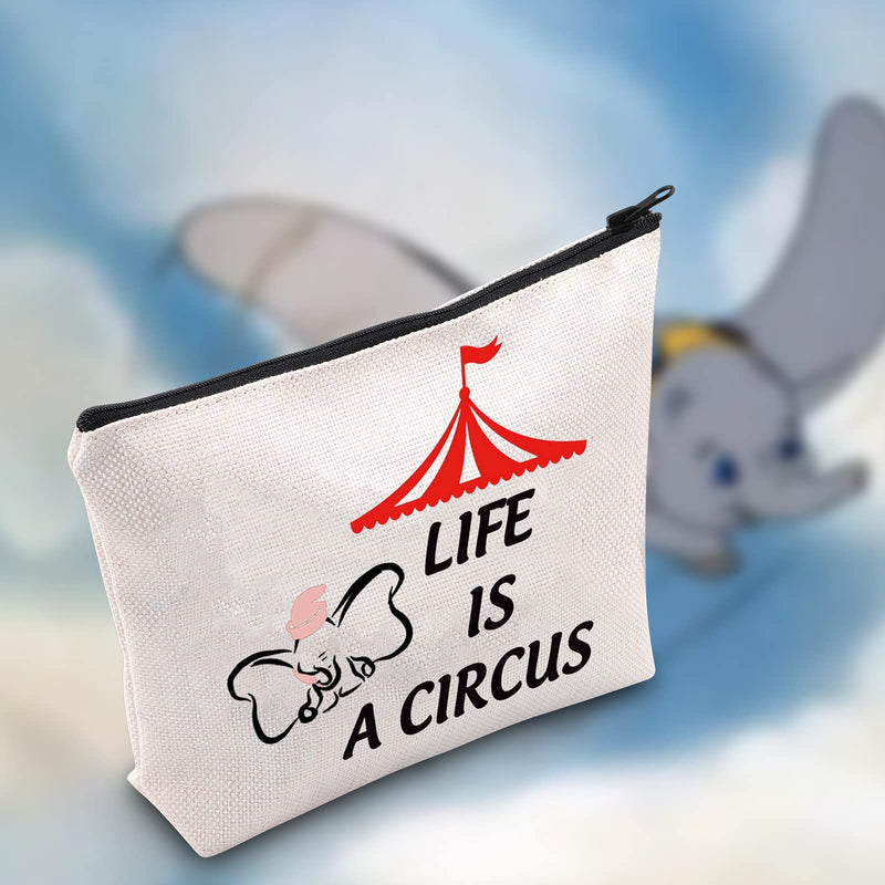 [Australia] - LEVLO Funny Dumbo Cosmetic Bag Dumbo Fans Gift Life Is a Circus Makeup Zipper Pouch Bag For Women Girls, Life Is a Circus, 