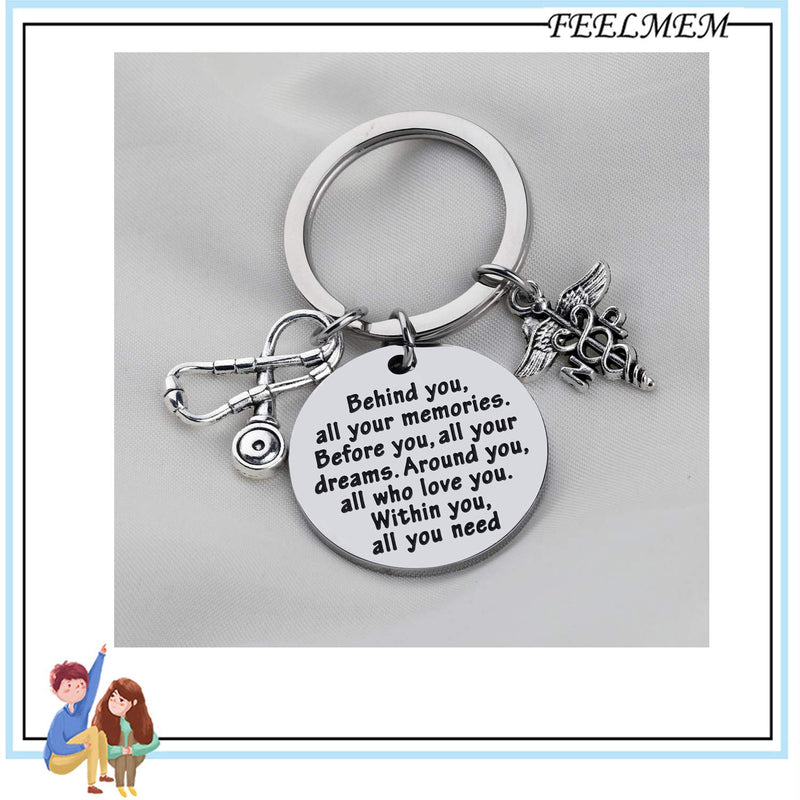 [Australia] - FEELMEM NP Graduation Gift NP Nurse Practitioner Gift NP Keychain Behind You All Memories Before You All Your Dream Inspirational Gift for Nurse Practitioner Graduates 