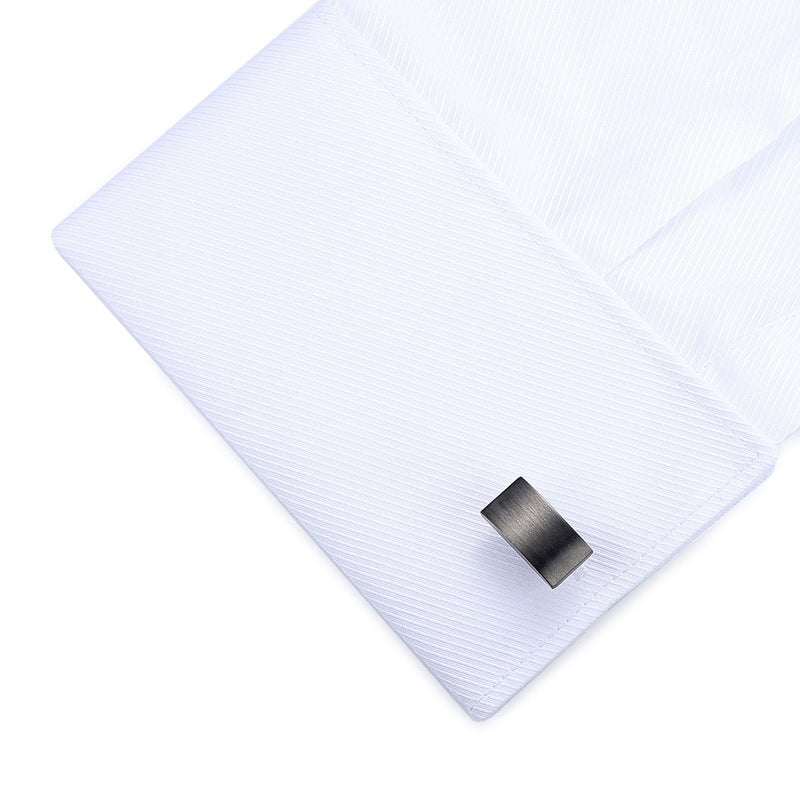 [Australia] - HONEY BEAR Rectangle Cufflinks for Mens Shirts Business Wedding Gift Gun Black 