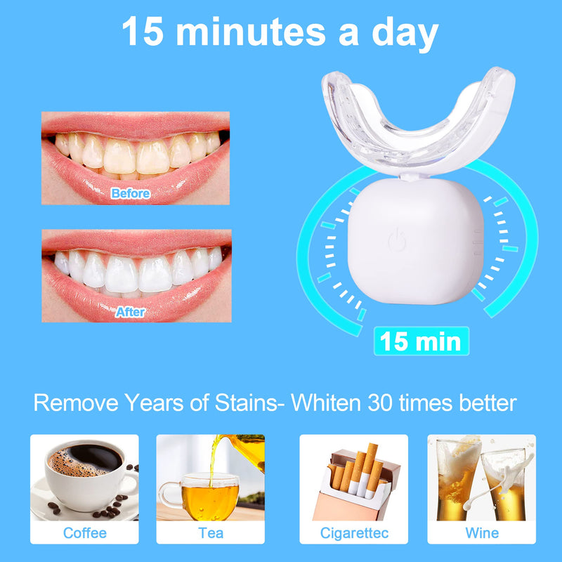 [Australia] - Teeth Whitening Kit, TOWODE 32 LED Tooth Whitening Light with Charging Case 2 Teeth Whitener Gels and 1 Desensitizing Glue Whiting Teeth Set Includes Whitening Tray 