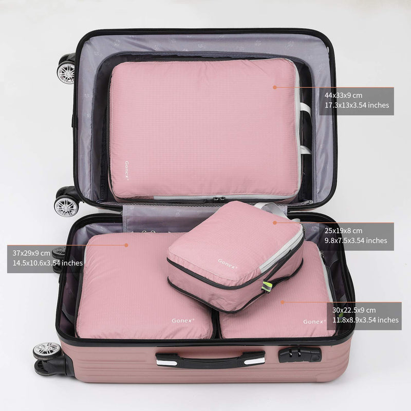 [Australia] - Gonex Compression Packing Cubes Extensible Organizer Bags for Travel Suitcase Organization 4 Packs, Pink 