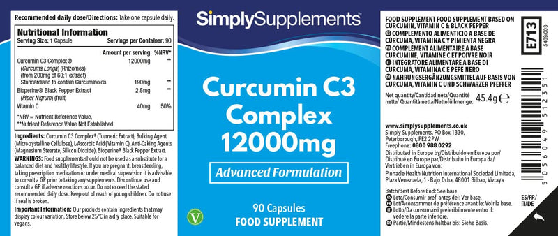 [Australia] - Curcumin Capsules with Bioperine Black Pepper Extract | Vegan & Vegetarian Friendly | Active Ingredient of Turmeric | 90 Capsules = Up to 3 Month Supply 