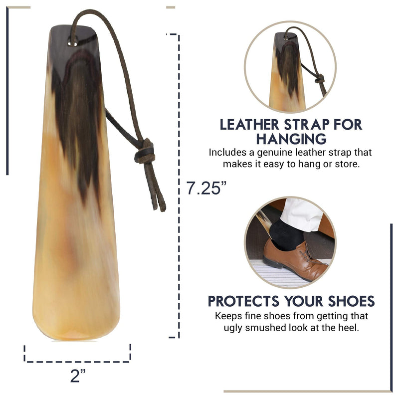 [Australia] - Lucky Franc's Shoe Horn - Shoe Horns for Men - Hand Crafted Natural Luxury Shoe Horn - Made with Genuine Bull/Ox Horns - Fancy Shoehorn Men with a Gift Box - Shoe Wearing Helper - 7.25"x2" 