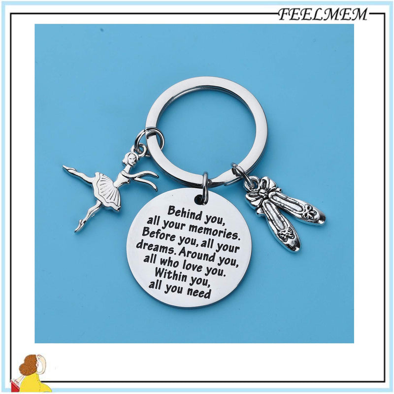 [Australia] - FEELMEM Ballet Dancing Gifts Dance Class Dancer Gift Dance Recitals Gift Behind You All Memories Before You All Your Dream Keychain Girl Dance Jewelry Dancer Graduation Gifts Ballet Dancing Keychain 