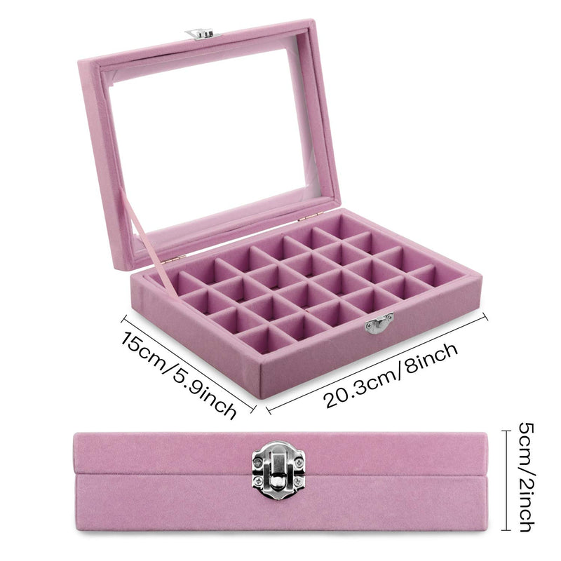 [Australia] - 24 Grid Velvet Jewelry Tray Box, Lainrrew Jewelry Ring Display Showcase Earring Organizer Holder Jewelry Storage Box for Girls Women 