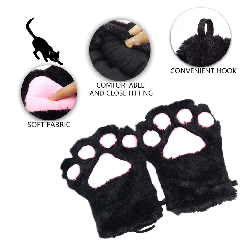 [Australia] - Cat Cosplay Costume Kitten Tail Ears Collar Paws Gloves Anime Lolita Gothic Set Black 