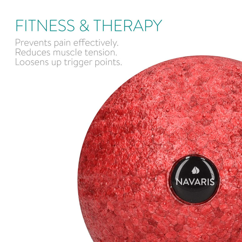 [Australia] - Navaris Fascia Massage Balls Set - 2 Different Sizes (8cm, 10cm) - Myofascial Deep Tissue Muscle Therapy for Back Legs Neck Foot Roller Trigger Points Red & Black 