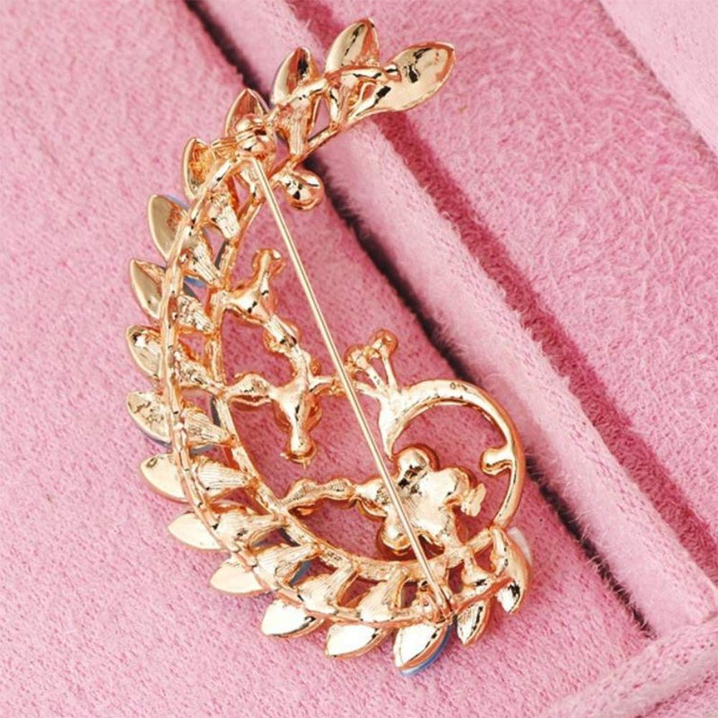 [Australia] - Peacock Animal Brooch Charm Colorful Crystal Breastpin Fashion Elegant Rhinestones Cat's Eye Brooches Pin Art Nouveau Gorgeous Peacock Breastpin Gold Tone for Women Girl Wedding/Banquet/Bouquet 