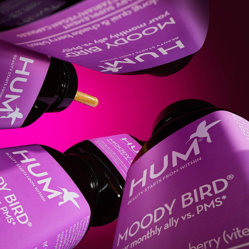[Australia] - HUM Moody Bird - Mood Supplement for Women - Support for Cramps, Cravings, Irritability & Hormonal Balance - Chasteberry & Dong Quai Women's Monthly Support Supplement (60 Vegan Capsules) 