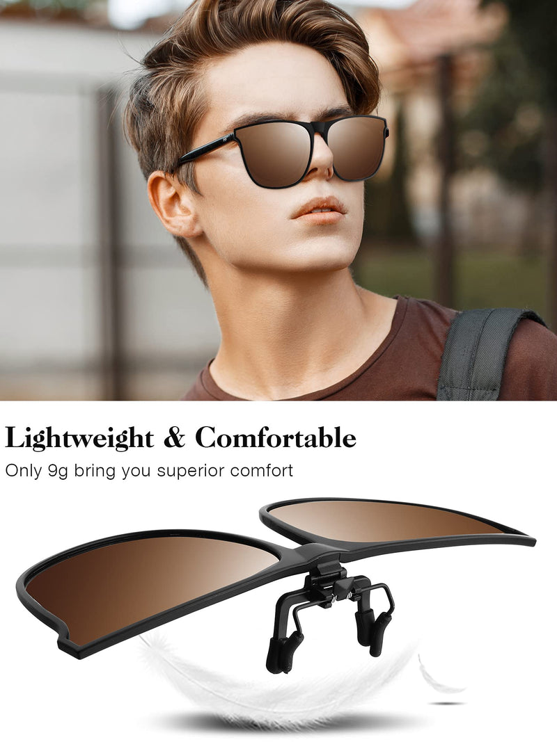 [Australia] - 3 Pair Polarized Clip-on Sunglasses Anti-glare TR90 Frame Flip Up Driving Clip-on Glasses for Women and Men Stylish Colors 