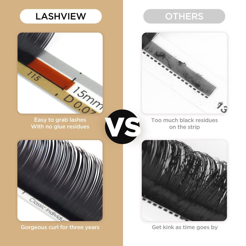 [Australia] - LASHVIEW 0.03mm Russian Volume Lashes C Curl 11mm Length Faux Individual Eyelash Extension Pure Korean Silk Semi-Permanent Lashes (Salon Use) 0.03-C 