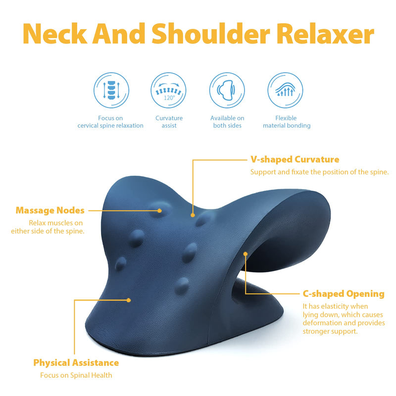 [Australia] - Neck Stretcher,Neck Cloud,Neck Cloud - Cervical Traction Device,Neck Pain Relief,Neck Traction,Neck Flexi,Neck Pain Relief Pillow - Dark Blue 