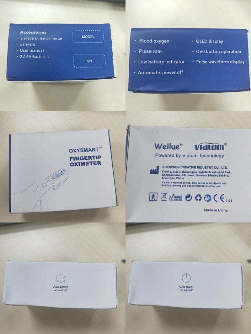 [Australia] - Wellue Fingertip Pulse Oximeter PC-60F, Blood Oxygen Saturation Monitor with Batteries, Carry Bag & Lanyard for Wellness Use 