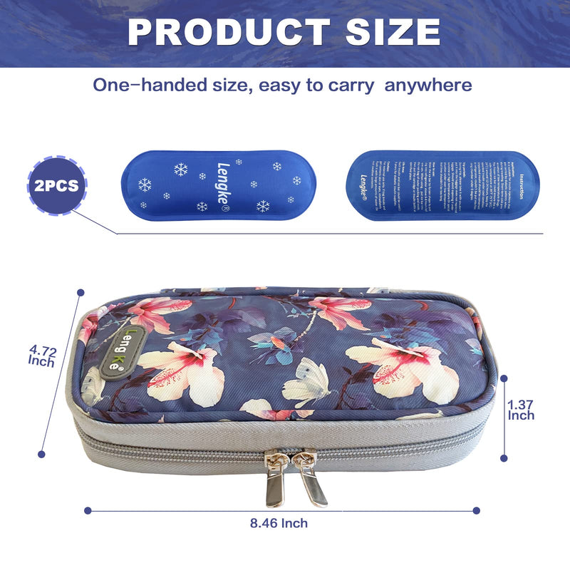 [Australia] - Insulin Travel Cooling Bag for Diabetic Organizer with 2 Ice Packs Medical Cool Bag for Insulin Pen and Insulin Medicine (Begonia Flowers) Begonia Flowers 