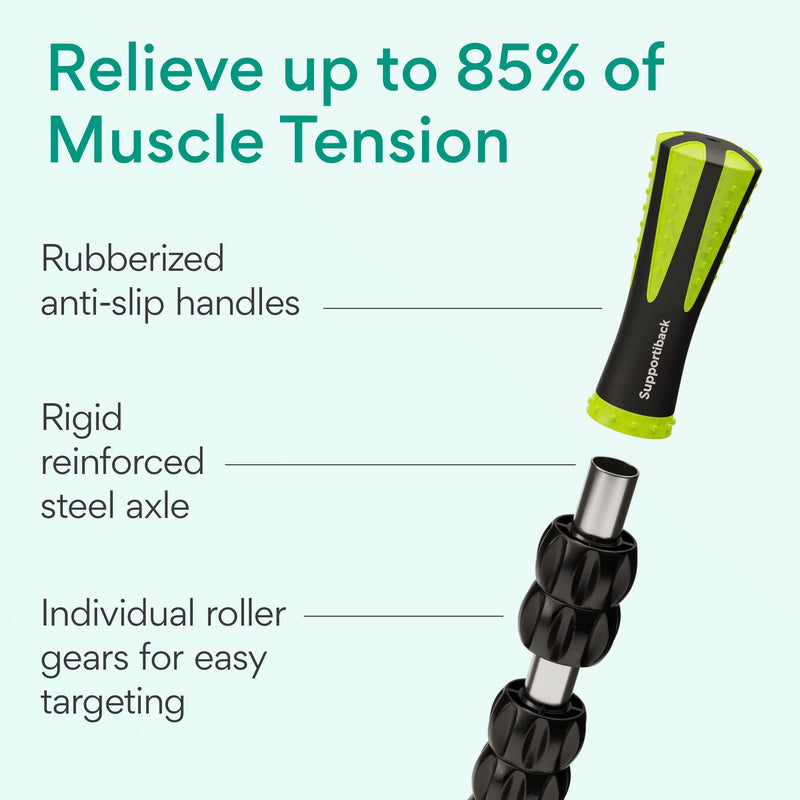 [Australia] - Supportiback ??????????????-???????????????? Muscle Therapy Massage Stick - 360� Coverage - Ridged Gears for Deep Release - BIO-Based & Carbon-STRENGTHENED - Physiotherapist Designed 