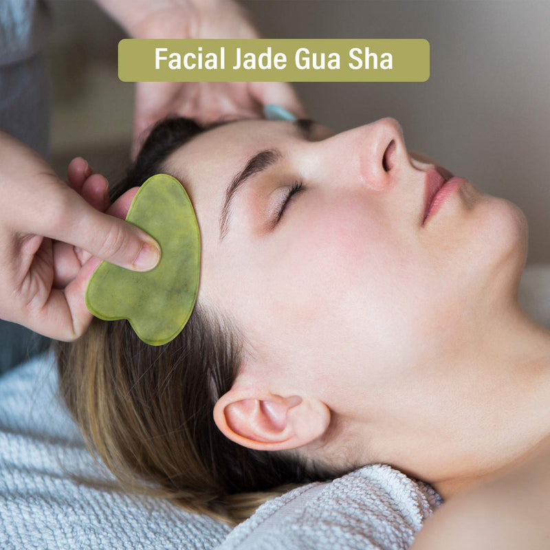 [Australia] - 4 Pieces Jade Roller Facial Ridged Roller Kits Skin Roller with Gua Sha Scraping Massage Tools Anti Aging and Wrinkles for Face, Eye, Neck, Good Gift Idea (Green Ridged Roller, Pink Jade Roller) 