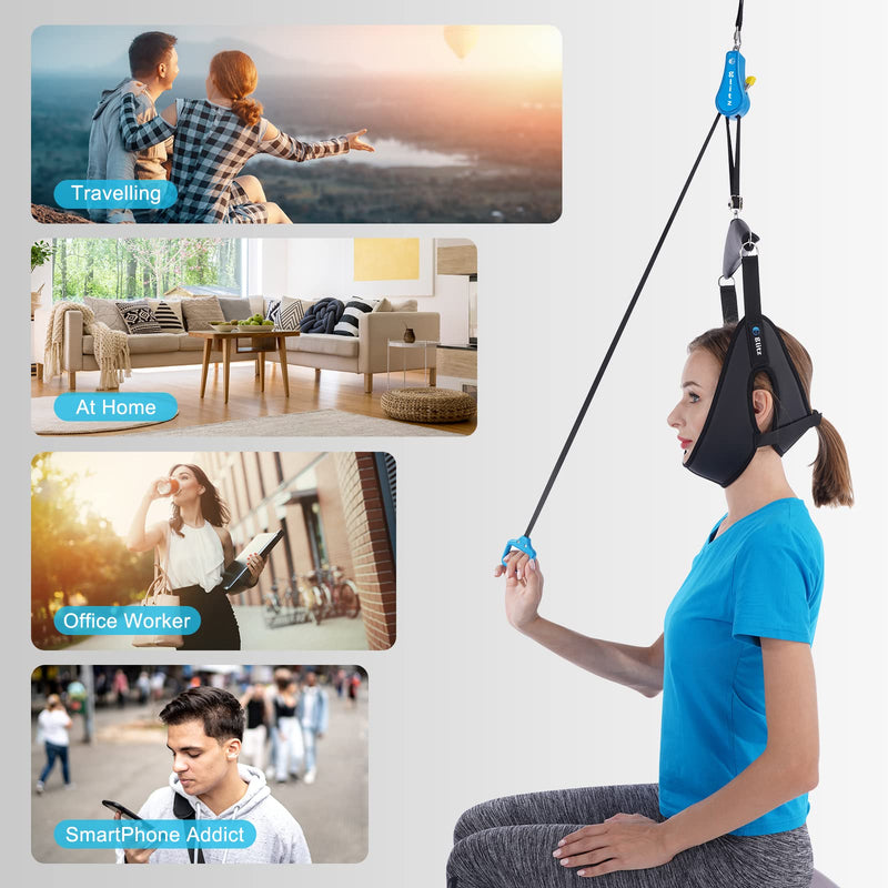 [Australia] - Cervical Neck Traction Device for Home Use, Portable Neck Stretcher Hammock Over Door for Neck Pain Relief, Neck Sling for Spine Decompression 