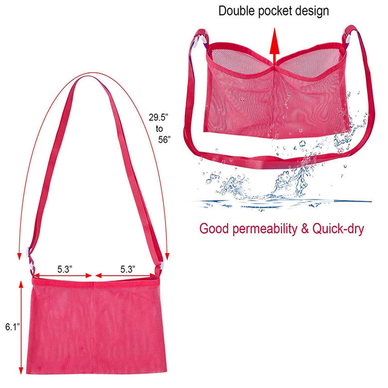 [Australia] - Mastectomy Drain Holder, Length Adjust Elastic Band Mesh Shower Bag for Post Mastectomy Support(Red) Red 