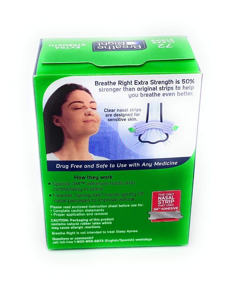 [Australia] - Breathe Right Nasal Strips, Extra Clear for Sensitive Skin, 72 Clear Strips 