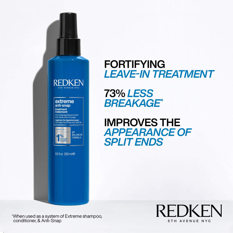 [Australia] - Redken Extreme Anti-Snap Anti-Breakage Leave-In Treatment | for Distressed Hair | Fortifies & Helps Reduce Breakage | Infused with Proteins | Updated Packaging | 8.5 Fl. Oz. 