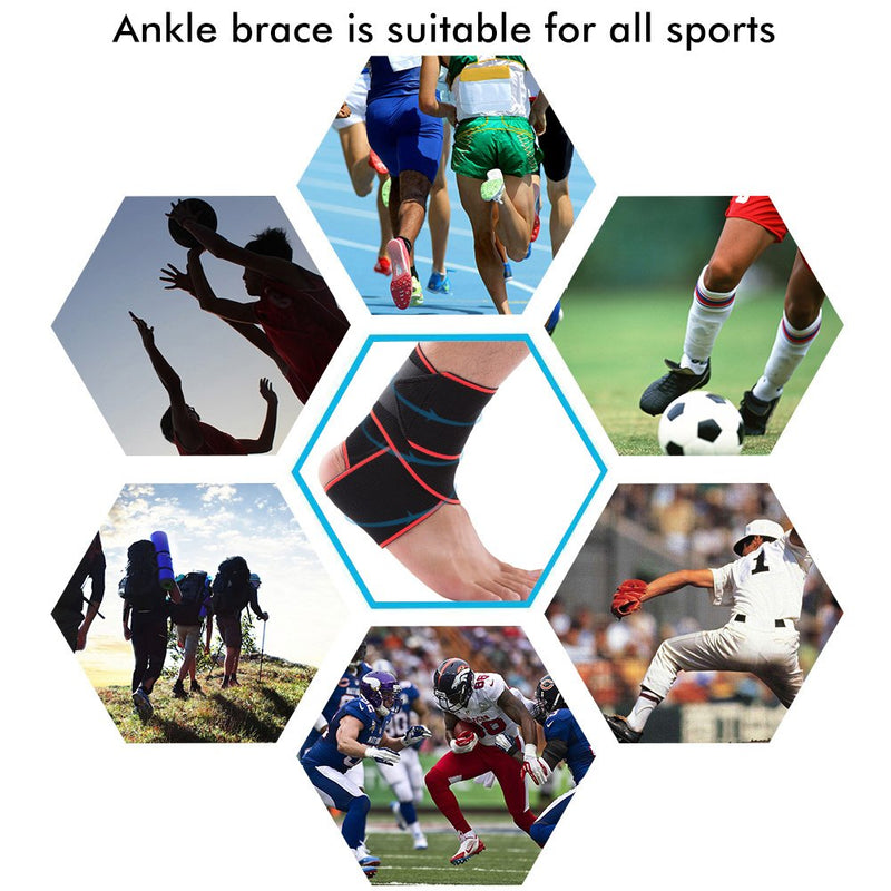 [Australia] - LOKEP Ankle Brace Breathable Ankle Support Adjustable Ankle Stabilizer with Compression Wrap Support, Suitable for Men & Women, Sports -One Size Fits All red 