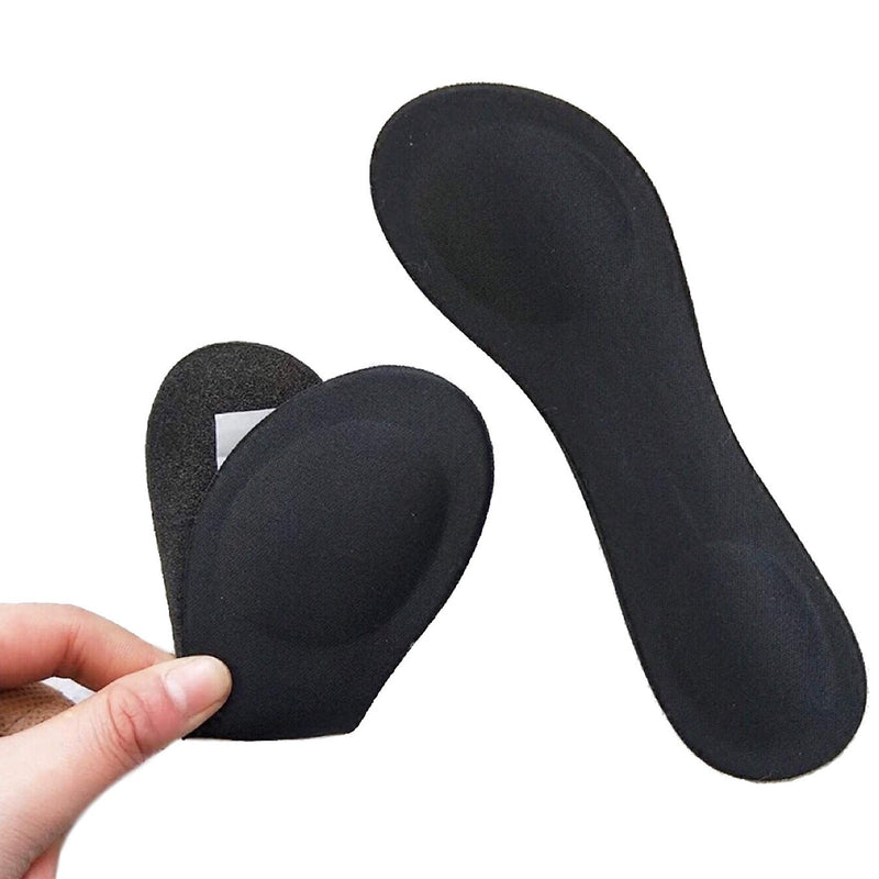 [Australia] - CB 4 Pairs of Cloth Surface Sponge Inserts Invisible Slim Insoles Liners, Ball of Foot Pain Relief Cushion, Arch Pain Barefoot Support, 3/4 Length for Women's Shoes 5-8, Style A, Nude & Black 
