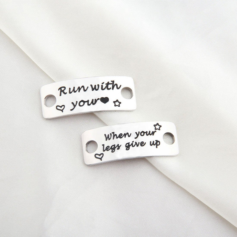 [Australia] - WUSUANED Shoe Lace Tags When Your Legs Give Up Run with Your Heart Trainer Tags Inspirational Gift for Runners run with your heart shoe tags 