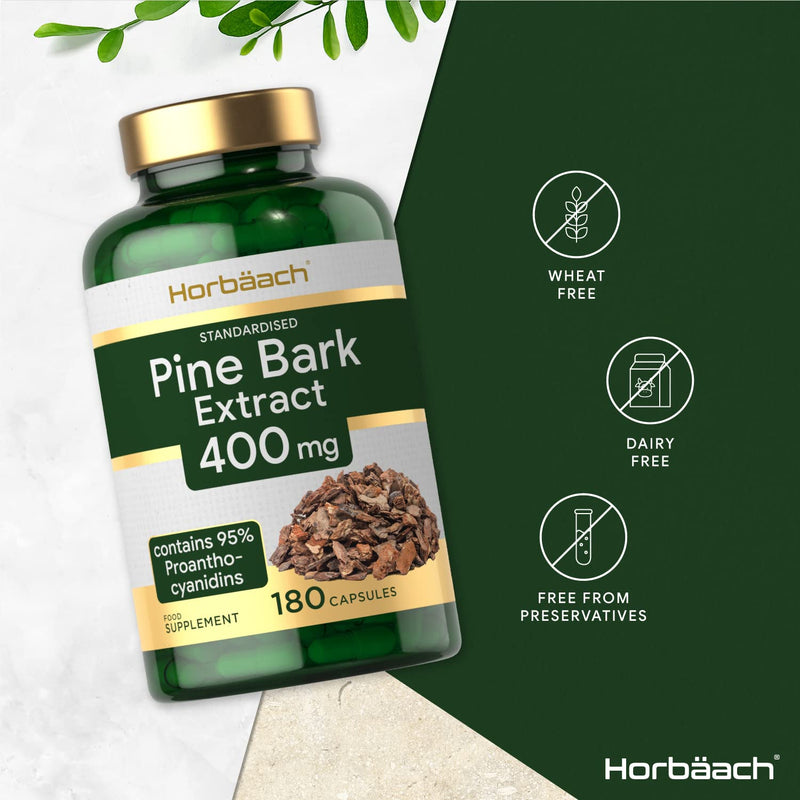 [Australia] - Pine Bark Extract 400mg | 180 Capsules | No Artificial Preservatives | by Horbaach 