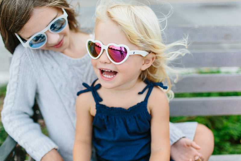 [Australia] - Babiators Blue Series Polarized UV Protection Children's Sunglasses Ages 3-5Y White Heart / Pink Mirror 