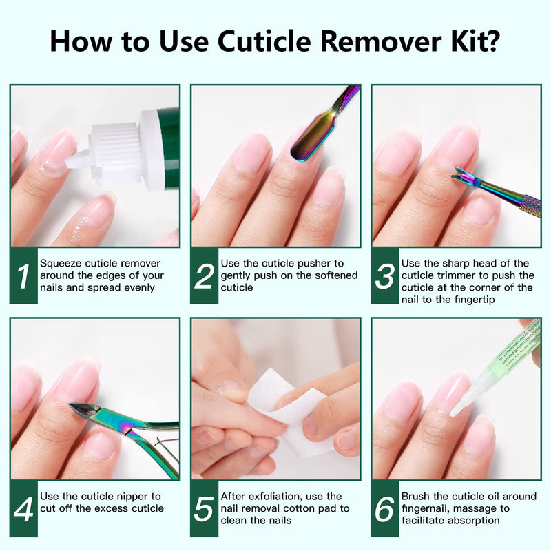 [Australia] - XIFEPFR Cuticle Remover Kit - Cuticle Remover Cream & Cuticle Oil Pen for Soften Moisturize, Cuticle Trimmer, Cuticle Nipper, Cuticle Pusher and Nail Cotton Pads for Professional Manicure 
