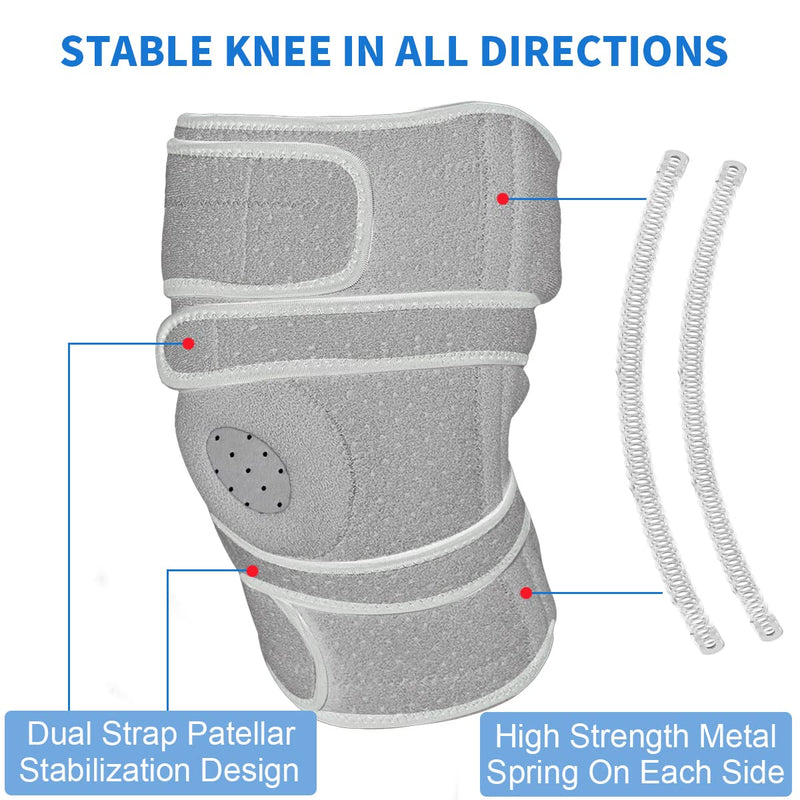 [Australia] - Nvorliy Plus Size Adjustable Knee Brace - Lengthened and Widened Design, Extra Large Open Patella Knee Support for Running, Sports, Arthritis, ACL, LCL, MCL, Pain Relief, Fit Women & Men (XL/2XL, Grey) XL/2XL 