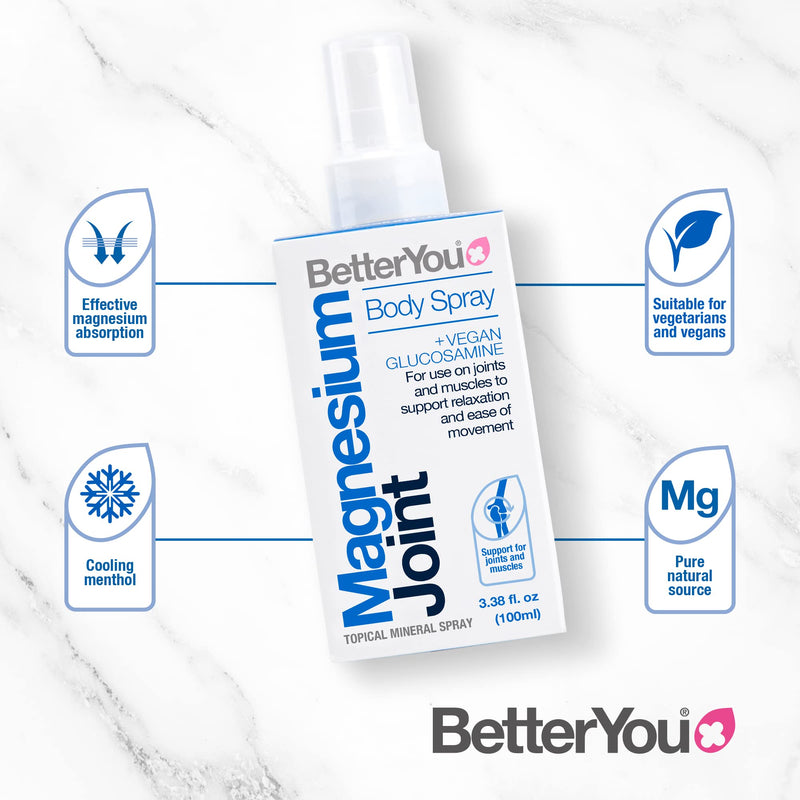 [Australia] - BetterYou Magnesium Joint Body Spray | + Vegan Glucosamine | Effective Support For Joints And Muscles | Supports Relaxation | Palm Oil Free | 100ml (600 Sprays) 